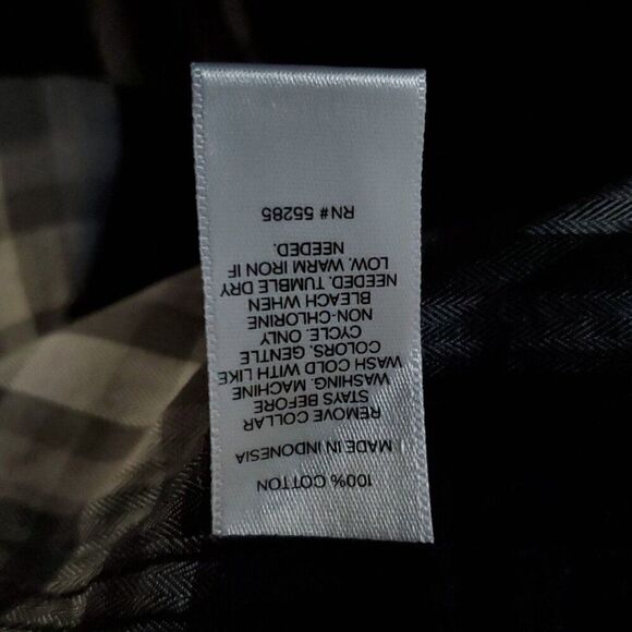 Mens Express  Extra Slim Fit Plaid Button Down Shirt L 16-16 1/2 Black Gray - Picture 5 of 5